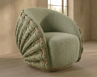 Entwine Collection Woven Accent Chair, Sculptural Upholstered Lounge Chair, Custom Colors