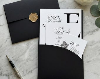 Busta con tasca per inviti personalizzati ad arco 5x7 (matrimoni/eventi)