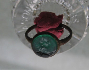 Medieval Stamp Ring • Medieval stone Ring • Green stone Ring •  • Medieval Amulet • Protection Amulet • Medieval