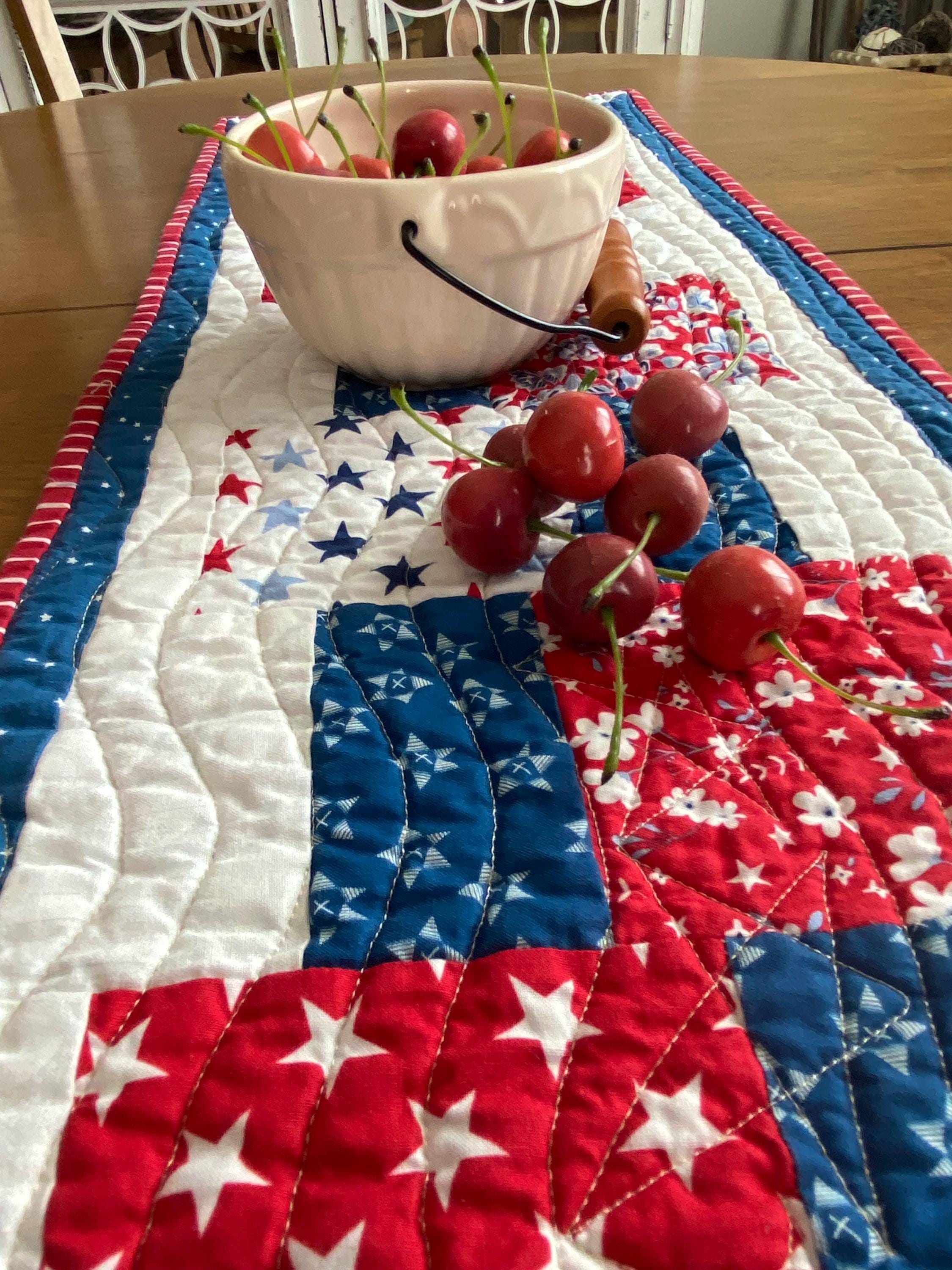 Red White Blue Quilted Table Runner: Americana 4th of July Decor - Etsy
