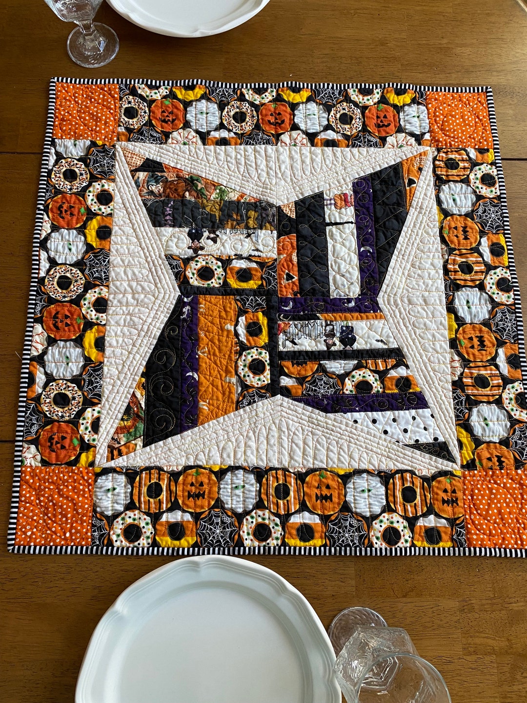 Halloween Quilted Table Topper Halloween Table Runner Autumn Etsy