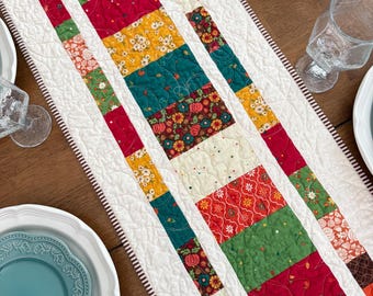Camino de mesa acolchado de otoño, tela de diseño floral, decoración otoñal 38x15