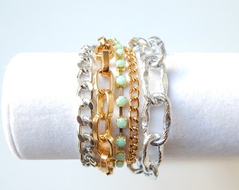 Mint Statement Bracelet chunky chain bracelet statement jewelry crystal rhinestone ROYALS