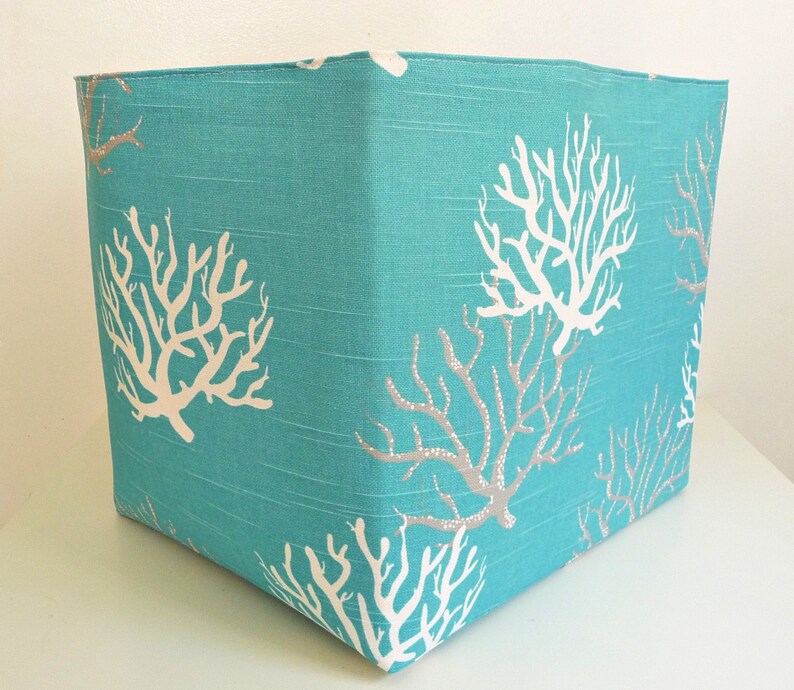 Extra Large Storage Basket Fabric Organizer in Coastal Blue Etsy