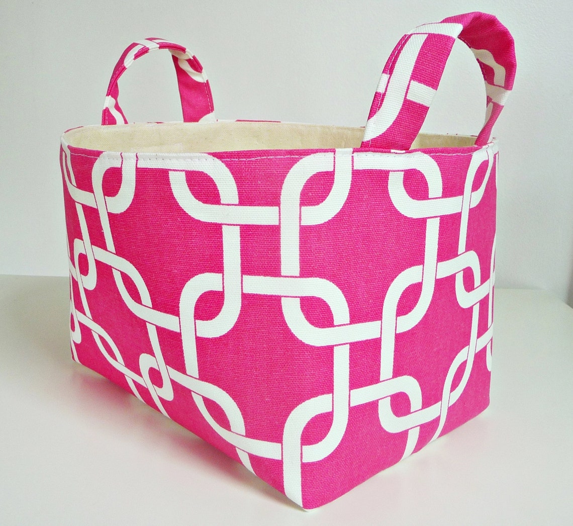 Storage Basket Fabric Organizer With Handles in Chainlink Etsy