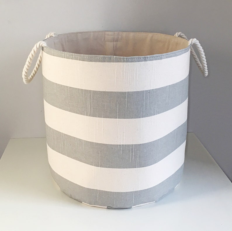 Coastal Stripe Fabric Storage Laundry Hamper Canvas Basket Etsy