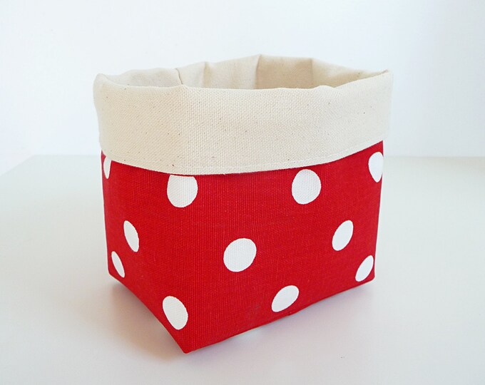 Red & White Polka Dot Storage Basket Fabric Organizer Gift - Etsy