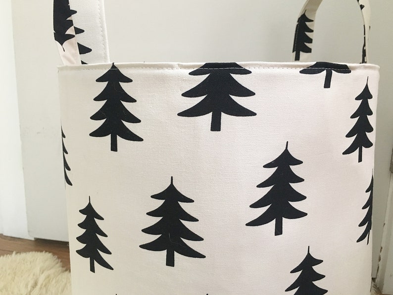 View of Scandinavian Pine Tree Hamper Fabric Storage Laundry Hamper - Etsy