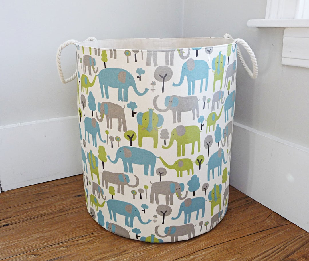 Elephant Fabric Storage Laundry Hamper Canvas Basket Trunk Etsy