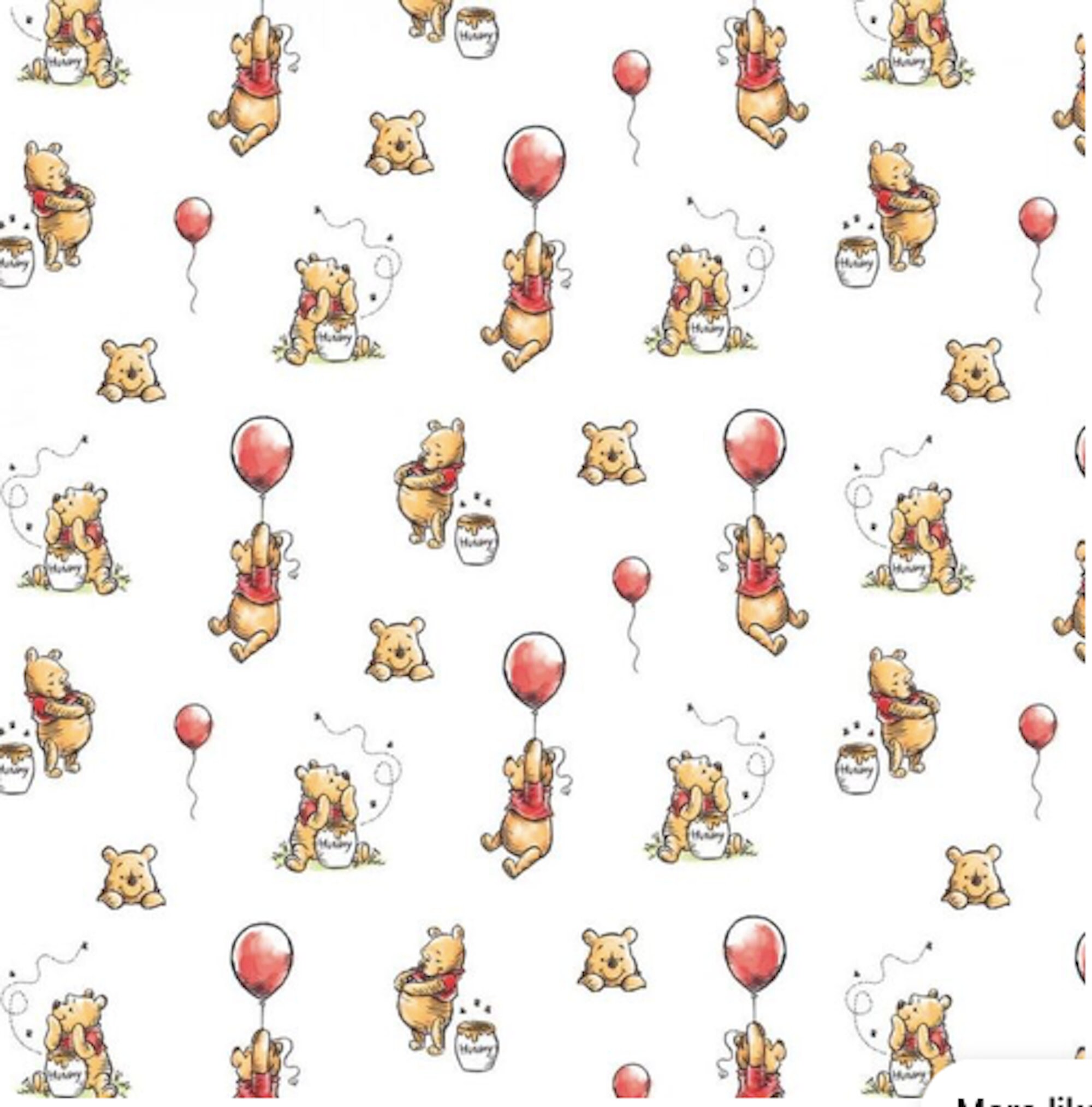 Checker Distributors Winnie The Pooh Festive Lights Fabric - White