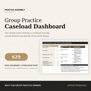 Group Practice Caseload Dashboard: Therapist Business & Clinician Tracker