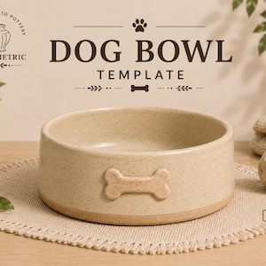 Plantilla para cuenco de cerámica para perros / Patrón para construcción de losas (Descarga digital)