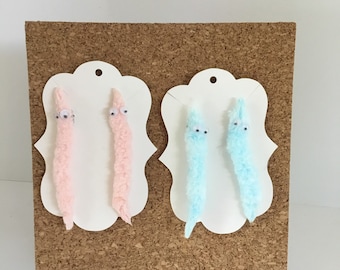 Worm on a String Earrings for Pierced Ears