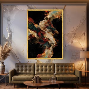 Abstract Dance Figures Canvas, Colorful Flowing Fabric Art, Modern Wall Decor image 4
