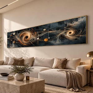 Abstract Cosmic Swirls Canvas, Modern Galaxy Wall Art, Space Orbit Design, Contemporary Home Decoration, Large Canvas Print