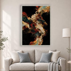 Abstract Dance Figures Canvas, Colorful Flowing Fabric Art, Modern Wall Decor image 7