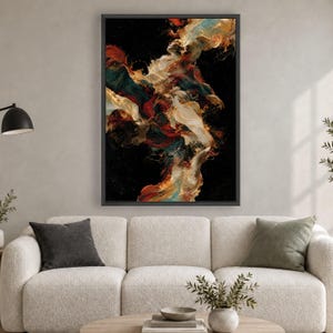 Abstract Dance Figures Canvas, Colorful Flowing Fabric Art, Modern Wall Decor image 6