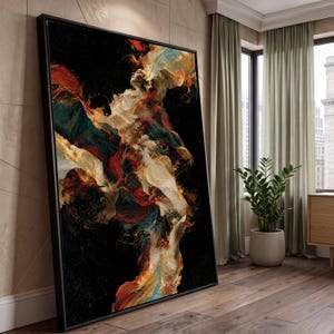 Abstract Dance Figures Canvas, Colorful Flowing Fabric Art, Modern Wall Decor image 8