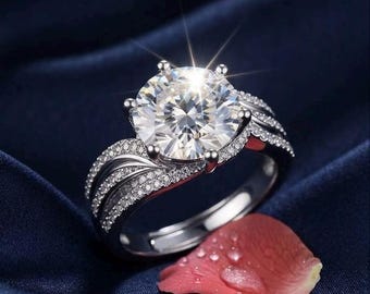 Bague solitaire en argent sterling, zircon étincelant, alliance de fiançailles