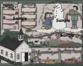 DIGITAL DOWNLOAD : Recycle Bin Graphics Four Season Christian Vintage GRAPHICS Set - Christmas Easter Church Scripture Seasons Scripture