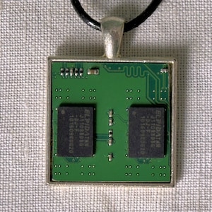 Upcycled Handmade Necklace : Computer Circuit Board Pendant for the Technogeek - Made from My Old Windows 7 Computer Old Keyboards