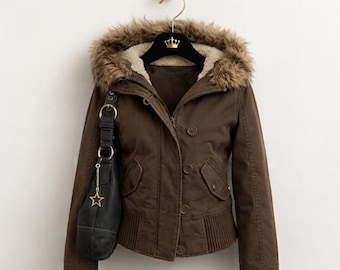 Chaqueta de piel sintética estilo Y2K, abrigo gótico punk con capucha, estilo Harajuku Streetwear.