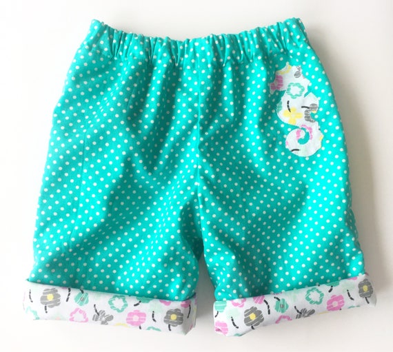 Reversible girls shorts reversible toddler shorts baby girl | Etsy