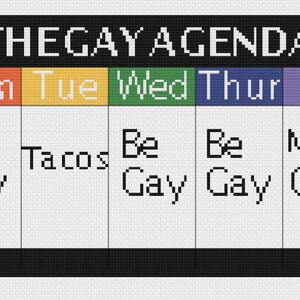 The Gay Agenda Cross Stitch Pattern