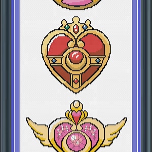 Sailor Moon Transformation Compacts Cross Stitch Pattern