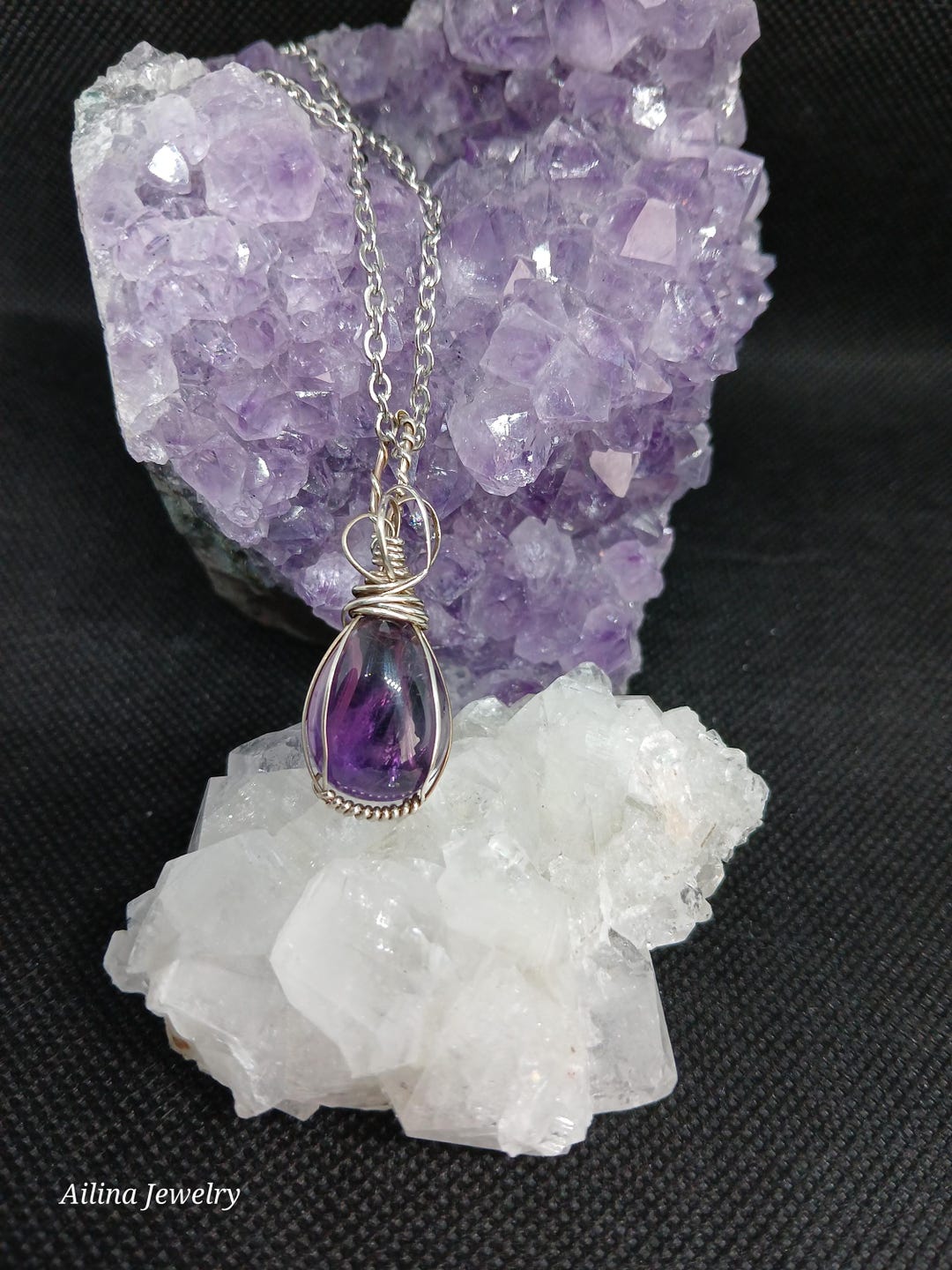 Dainty Amethyst Lightweight Pendant Hypoallergenic Stainlesssteel