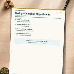 Savings Challenge Bundle, 100 Envelope Challenge, 52 Week Money Saving Challenge, Christmas Savings Tracker, No Spend Challenge Printable