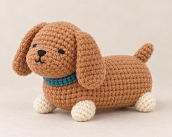 Beginner Crochet Puppy Pattern, Little Loaf Pup Amigurumi Tutorial (PDF Download)