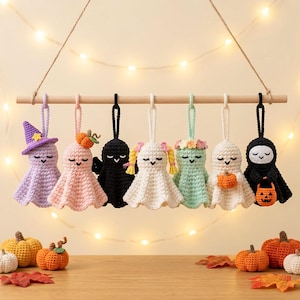 Beginner Crochet Ghost Pattern, Halloween Bag Charm, Witch Hat, Hair (PDF)