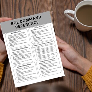 SQL Commands Cheat Sheet Database Query Reference Guide for Coding Students and Data Analysts Printable PDF image 5