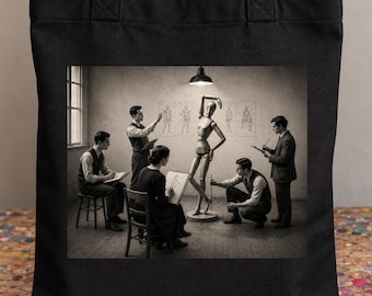 Figure It Out  – Artistic Canvas Tote Bag, Surreal Art Shoulder Bag