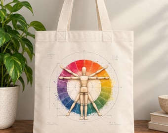 Remembering Vinci  – Artistic Canvas Tote Bag, Surreal Art Shoulder Bag