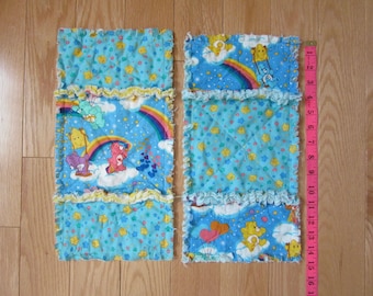 CARE BEAR  Burp Cloths Rag Quilt Style - Baby Feeding - LOT 2