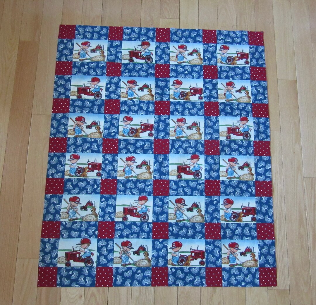 Case IH Baby Quilt TOP ONLY Tractor Blanket Little Farmer International Harvester What Happens