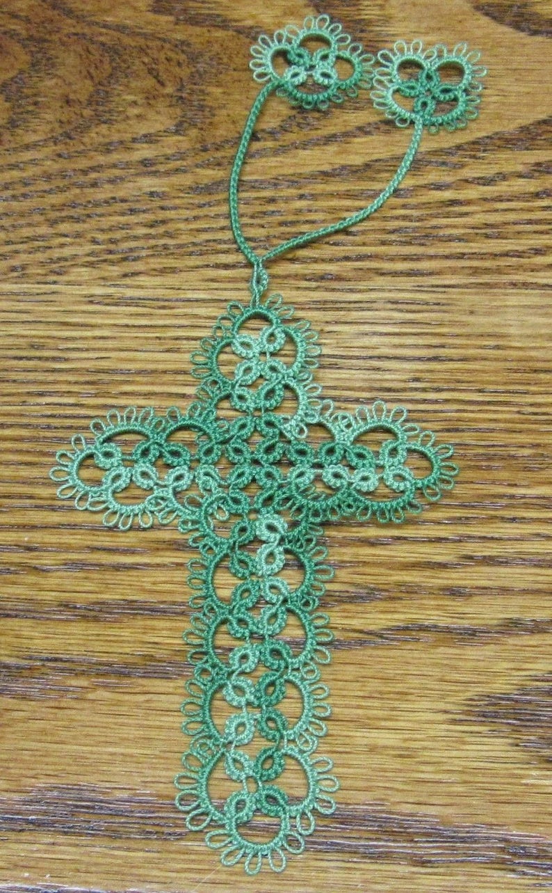ONE Hand Tatted CROSS Bookmark Shuttle Tatting Crosses Etsy