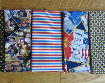 Boy Scouts of America Fabric LOT of FIVE each 1/2 yard (or more) Fleur-de-lis Stripe Stars in Squares