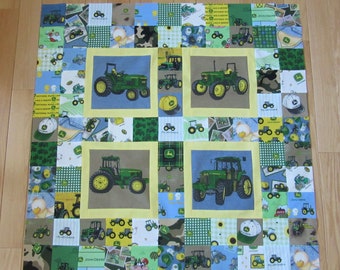 John Deere Quilt TOP Only Farm Tractor 37.5 x 37.5 inches Baby