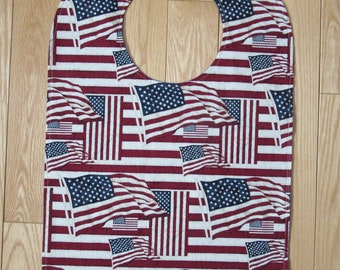 Patriotic ADULT Bib Clothes Protector Special Needs Seniors Patriotic Fabric 24.5" x 15"