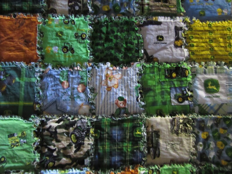 Rag Quilt 30 Different JOHN DEERE Fabric TWIN Size J D Flannel Etsy