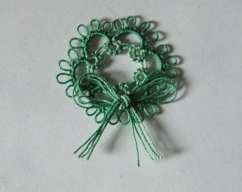 Tatted Wreath for Christmas  SMALL Variegated Green Shuttle Tatting