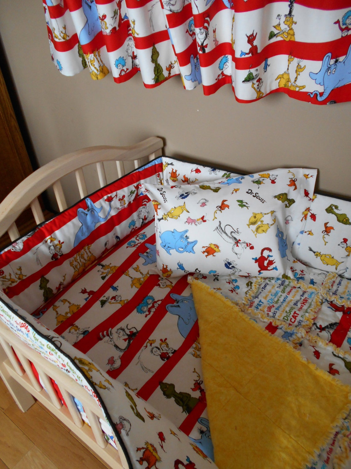 Baby DR SEUSS Fabric Crib Bedding SET Rag Quilt Valance Sheet Etsy