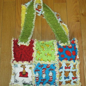 DR. SEUSS Fabric Rag Quilt Diaper Bag Tote Cat in Hat Horton - Etsy