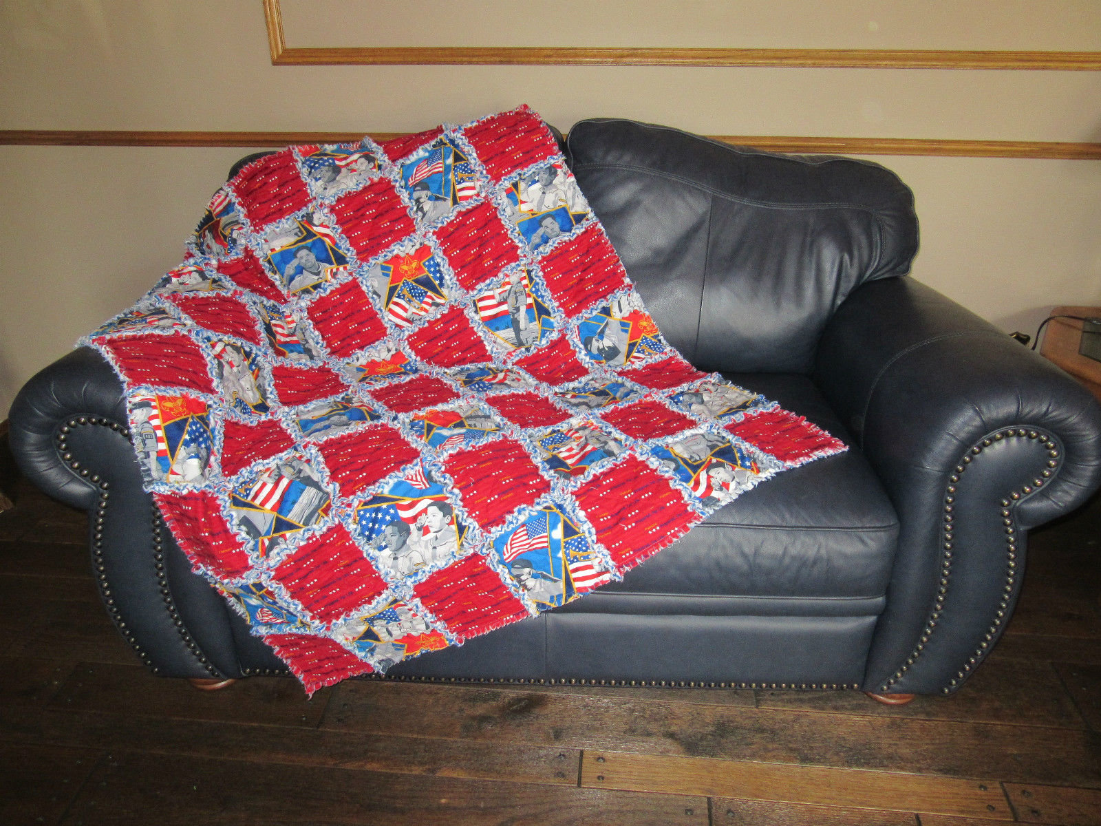 Rag Quilt BOY SCOUTS of America Fabric LARGE Blanket 45