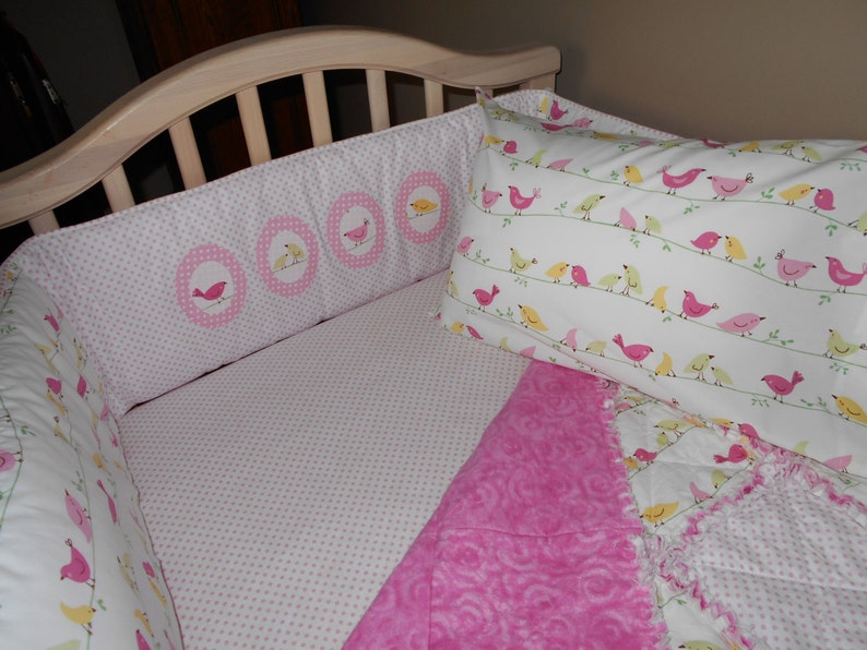 Baby Pink Pottery Barn Fabric Penelope Bird Crib Bedding Set Etsy