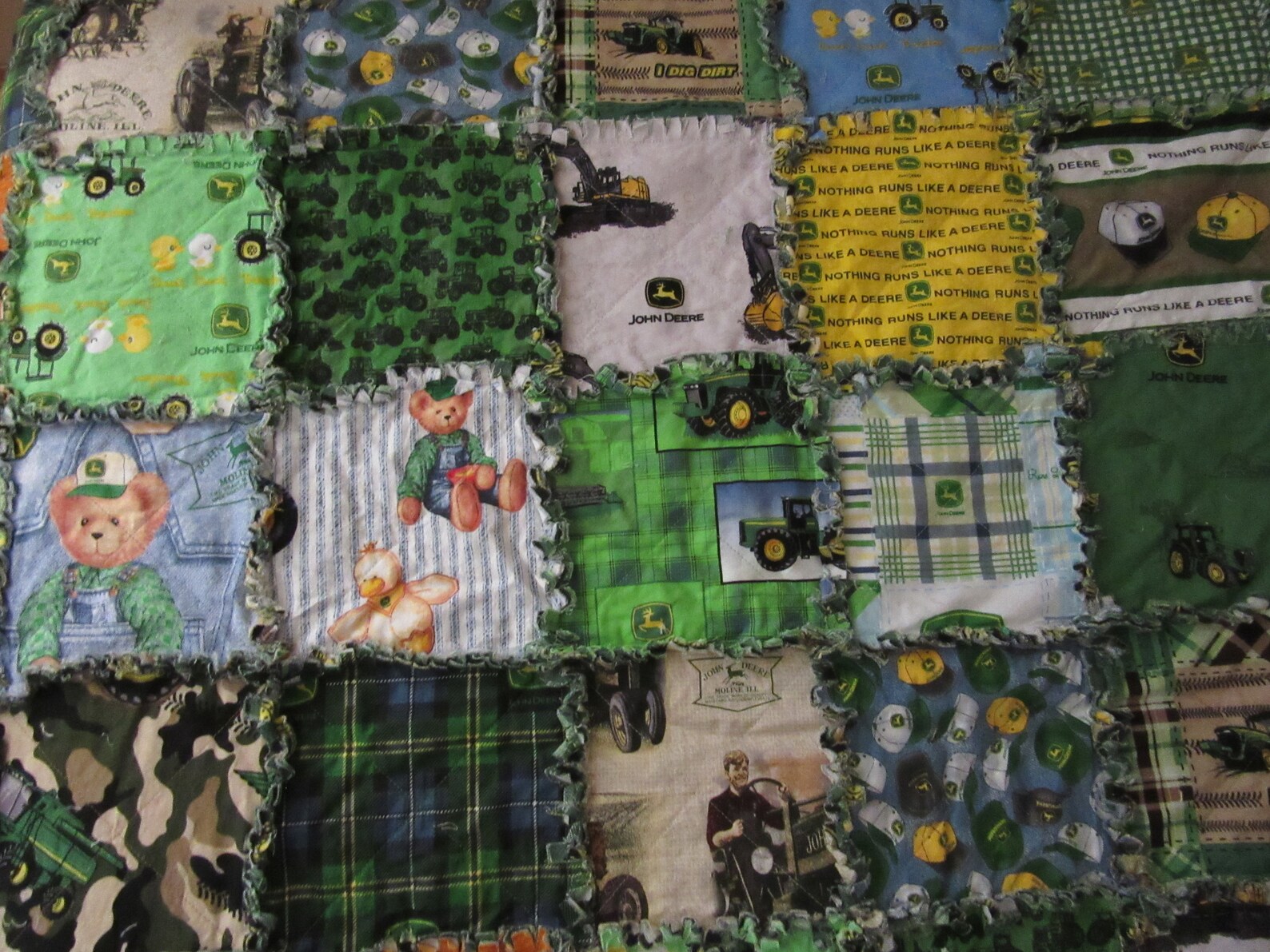 Rag Quilt 30 Different JOHN DEERE Fabric TWIN Size J D Flannel Etsy