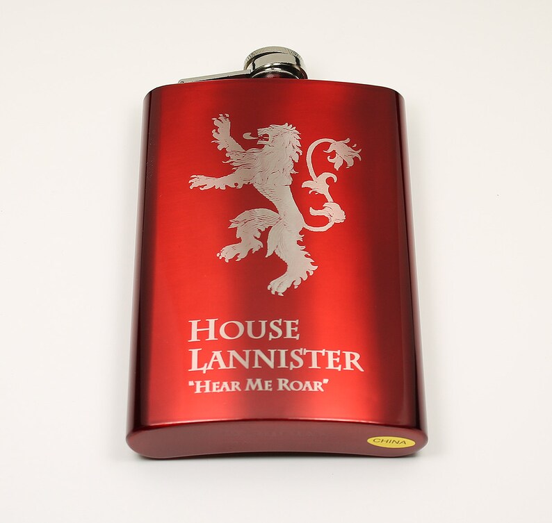 Game Of Thrones 8 Oz Red House Lannister Flask Etsy